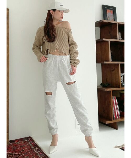 GYDA（ジェイダ）の「ダブルクラッシュスウェットパンツ（その他パンツ・レディース・ライトグレー/チャコールグレー・FREE）」の13枚目の写真