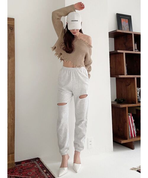 GYDA（ジェイダ）の「ダブルクラッシュスウェットパンツ（その他パンツ・レディース・ライトグレー/チャコールグレー・FREE）」の14枚目の写真