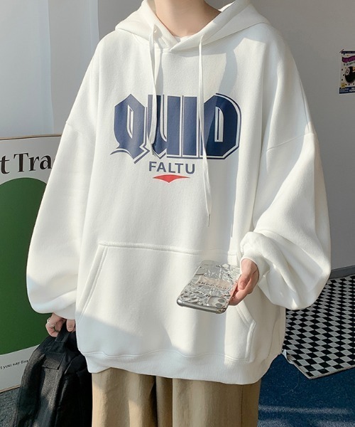 MGV（エムジーヴィー）の「オーバーサイズビッグロゴフーディー（パーカー・メンズ・ホワイト/ブラック/グレー・MEDIUM/LARGE/X-LARGE）」の4枚目の写真