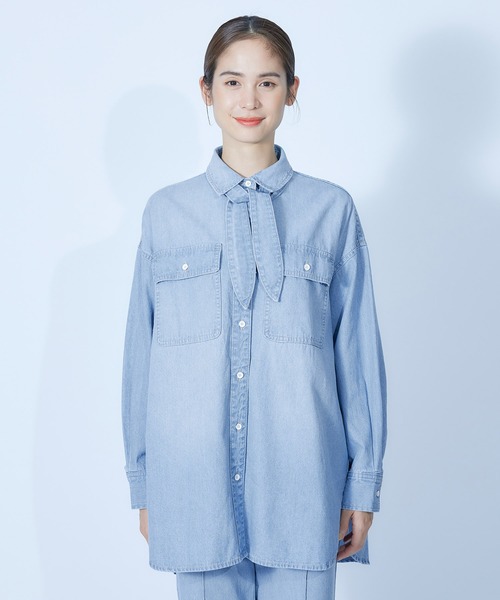 ROPE'（ロペ）の「【セットアップ対応】デニムボウタイ付きシャツ【SDGs】（シャツ/ブラウス・レディース・ブルー系その他4・38）」の11枚目の写真