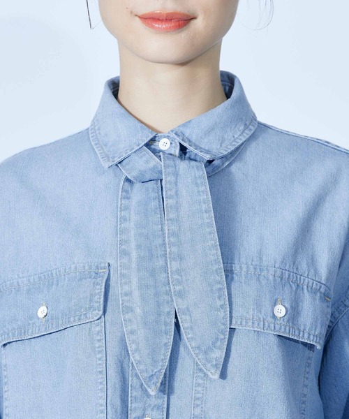 ROPE'（ロペ）の「【セットアップ対応】デニムボウタイ付きシャツ【SDGs】（シャツ/ブラウス・レディース・ブルー系その他4・38）」の9枚目の写真