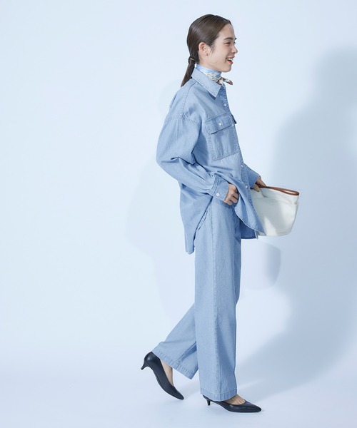 ROPE'（ロペ）の「【セットアップ対応】デニムボウタイ付きシャツ【SDGs】（シャツ/ブラウス・レディース・ブルー系その他4・38）」の10枚目の写真