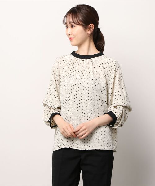 ASTORIA ODIER(アストリアオディール)の「2wayスリーブドット柄ブラウス(シャツ/ブラウス・レディース・ホワイト/ブラック・MEDIUM)」の22枚目の写真
