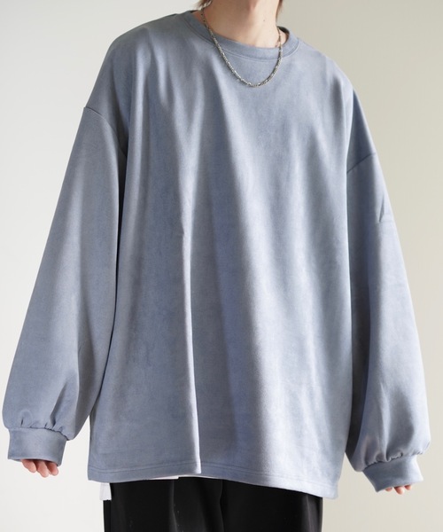 LILL（リル）の「ビッグシルエットフェイクスウェードプルオーバー（スウェット・メンズ・ブラック/オフホワイト/カーキ/ブルー/モカ/ブラウン/グレー・S/M/L）」の15枚目の写真