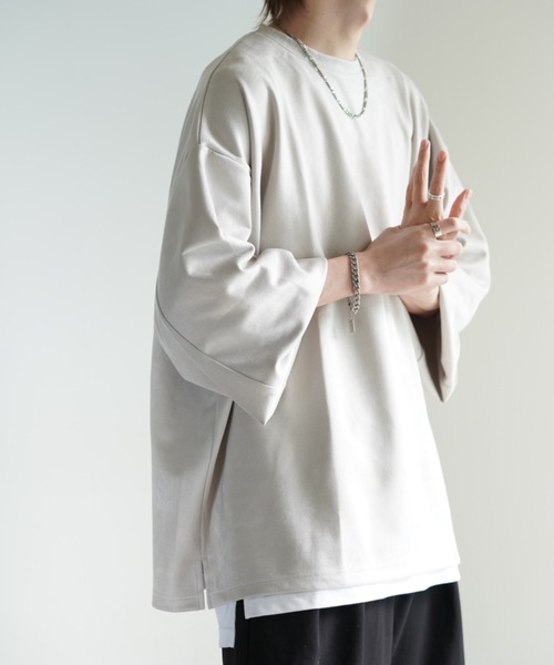 LILL（リル）の「ビッグシルエットフェイクスウェードプルオーバー（スウェット・メンズ・ブラック/オフホワイト/カーキ/ブルー/モカ/ブラウン/グレー・S/M/L）」の14枚目の写真