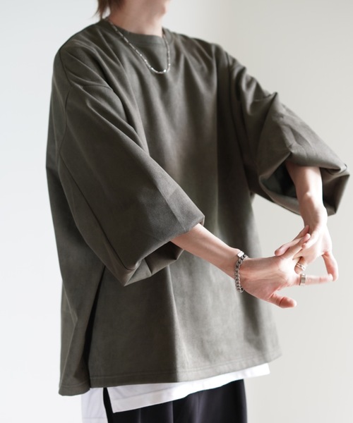 LILL（リル）の「ビッグシルエットフェイクスウェードプルオーバー（スウェット・メンズ・ブラック/オフホワイト/カーキ/ブルー/モカ/ブラウン/グレー・S/M/L）」の19枚目の写真