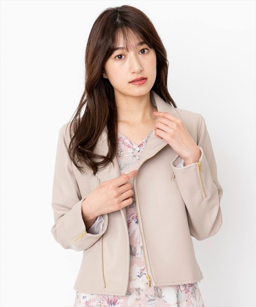 SWINGLE（スウィングル）の「エコレザーライダースジャケット（ライダースジャケット・レディース・ベージュ/カーキ/ブラック・SMALL/MEDIUM）」の19枚目の写真