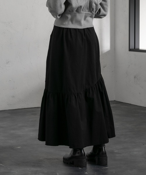 Ezick（エジック）の「イレギュラーティアードスカート（スカート・レディース・ホワイト/ブラック/オリーブ・FREE）」の19枚目の写真
