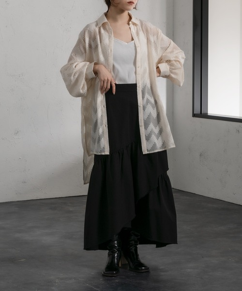 Ezick（エジック）の「イレギュラーティアードスカート（スカート・レディース・ホワイト/ブラック/オリーブ・FREE）」の11枚目の写真