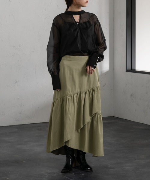 Ezick（エジック）の「イレギュラーティアードスカート（スカート・レディース・ホワイト/ブラック/オリーブ・FREE）」の14枚目の写真