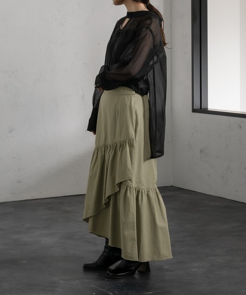 Ezick（エジック）の「イレギュラーティアードスカート（スカート・レディース・ホワイト/ブラック/オリーブ・FREE）」の16枚目の写真