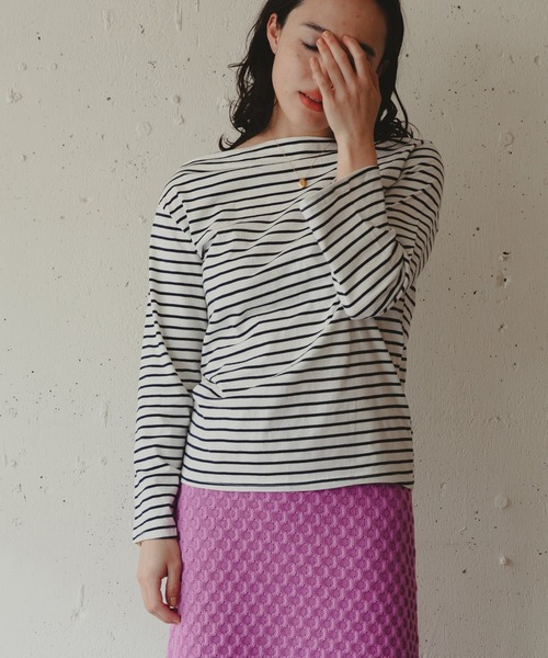 Kari & lili（カウリアンドリィリィ）の「boat neck border ct（Tシャツ/カットソー・レディース・ブラック/ホワイト・FREE）」の5枚目の写真