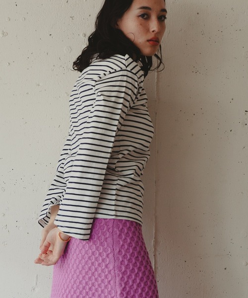 Kari & lili（カウリアンドリィリィ）の「boat neck border ct（Tシャツ/カットソー・レディース・ブラック/ホワイト・FREE）」の6枚目の写真