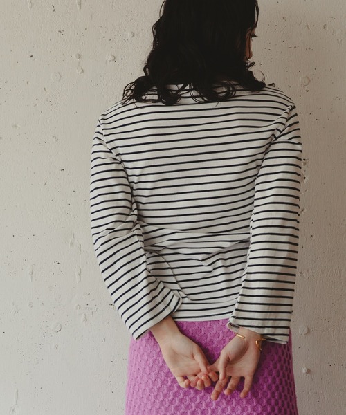 Kari & lili（カウリアンドリィリィ）の「boat neck border ct（Tシャツ/カットソー・レディース・ブラック/ホワイト・FREE）」の7枚目の写真