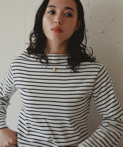 Kari & lili（カウリアンドリィリィ）の「boat neck border ct（Tシャツ/カットソー・レディース・ブラック/ホワイト・FREE）」の8枚目の写真