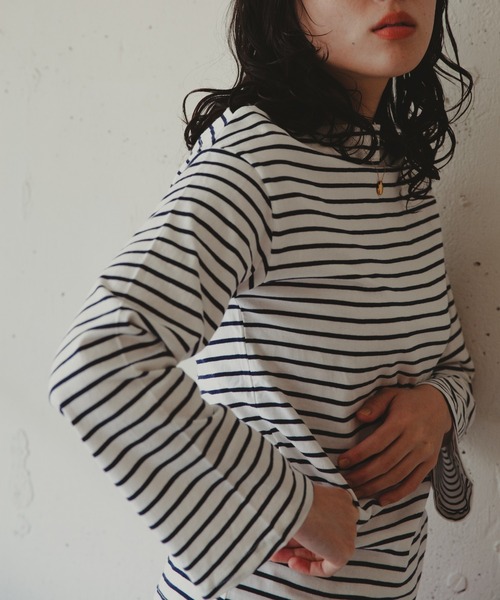 Kari & lili（カウリアンドリィリィ）の「boat neck border ct（Tシャツ/カットソー・レディース・ブラック/ホワイト・FREE）」の9枚目の写真