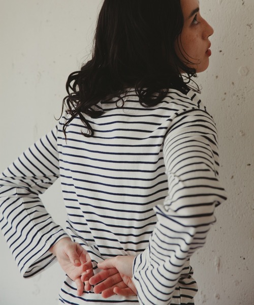 Kari & lili（カウリアンドリィリィ）の「boat neck border ct（Tシャツ/カットソー・レディース・ブラック/ホワイト・FREE）」の10枚目の写真