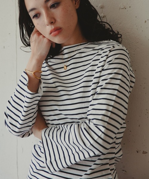 Kari & lili（カウリアンドリィリィ）の「boat neck border ct（Tシャツ/カットソー・レディース・ブラック/ホワイト・FREE）」の11枚目の写真