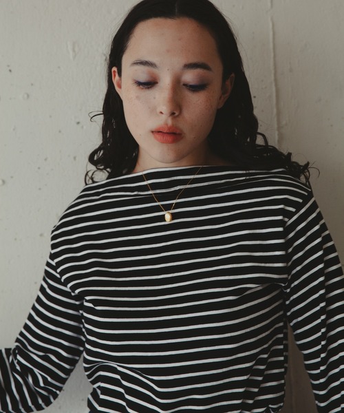 Kari & lili（カウリアンドリィリィ）の「boat neck border ct（Tシャツ/カットソー・レディース・ブラック/ホワイト・FREE）」の19枚目の写真