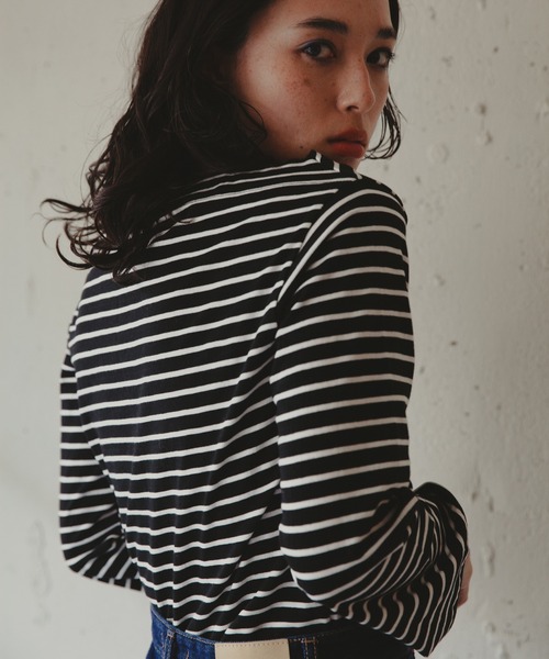 Kari & lili（カウリアンドリィリィ）の「boat neck border ct（Tシャツ/カットソー・レディース・ブラック/ホワイト・FREE）」の21枚目の写真