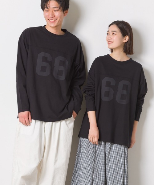 OMNES(オムネス)の「ユニセックス フットボール長袖TシャツロゴロンT(Tシャツ/カットソー・レディース・ホワイト/ブラック・M/L)」の2枚目の写真