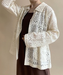 レースパイピングシャツカーディガン