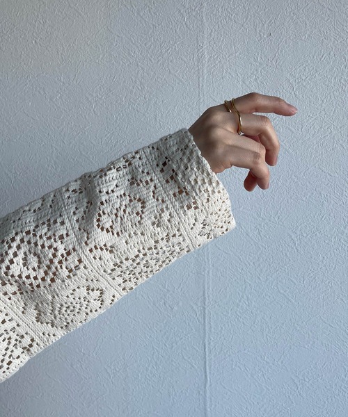 w closet（ダブルクローゼット）の「レースパイピングシャツカーディガン（シャツ/ブラウス・レディース・グリーン/キナリ/ブラウン/ピンク系その他/ブラック・FREE）」の18枚目の写真