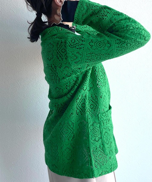 w closet（ダブルクローゼット）の「レースパイピングシャツカーディガン（シャツ/ブラウス・レディース・グリーン/キナリ/ブラウン/ピンク系その他/ブラック・FREE）」の10枚目の写真