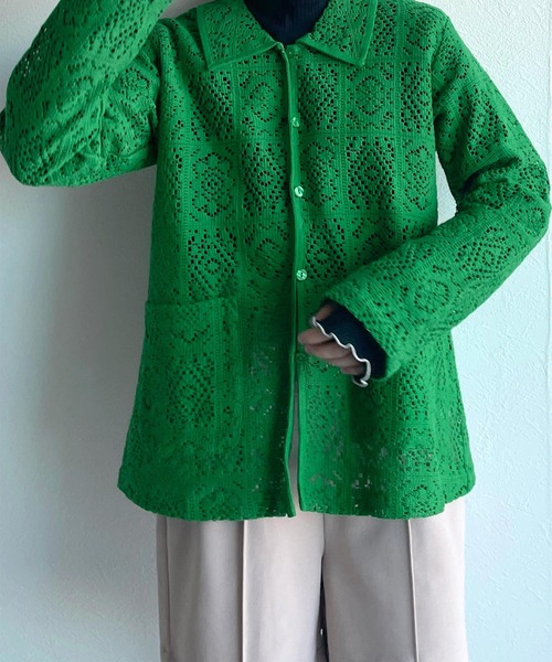 w closet（ダブルクローゼット）の「レースパイピングシャツカーディガン（シャツ/ブラウス・レディース・グリーン/キナリ/ブラウン/ピンク系その他/ブラック・FREE）」の11枚目の写真