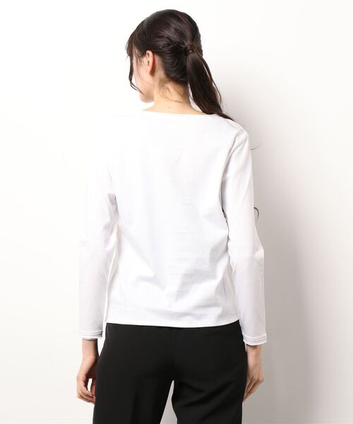 Q（キュー）の「デイリーロンT（Tシャツ/カットソー・レディース・ブラック/アイボリー・MEDIUM）」の4枚目の写真