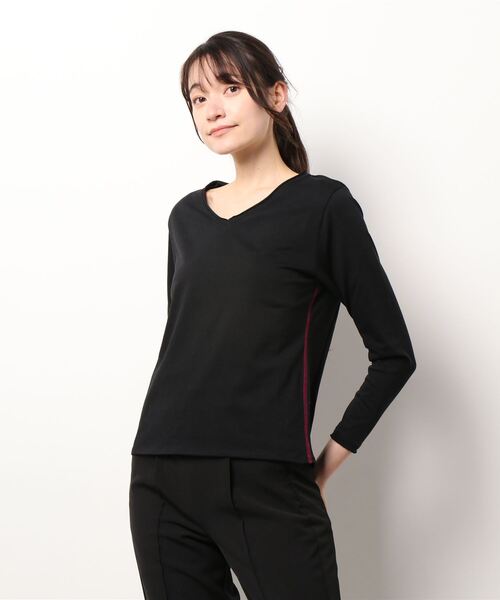 Q（キュー）の「デイリーロンT（Tシャツ/カットソー・レディース・ブラック/アイボリー・MEDIUM）」の6枚目の写真