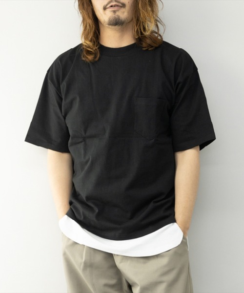 STYLEBLOCK(スタイルブロック)の「ヘビーウエイト配色ステッチBIGTシャツ&ロングタンクトップ(Tシャツ/カットソー・メンズ・ブラック×ホワイト/ホワイト/パープル/ミント/ベージュ・L/M/LL)」の3枚目の写真