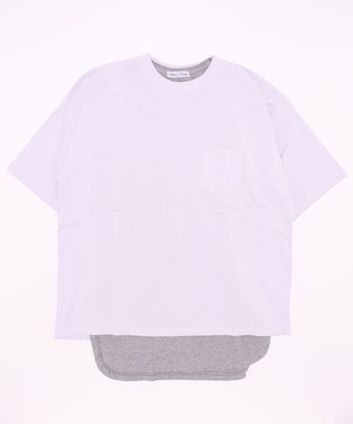 STYLEBLOCK(スタイルブロック)の「ヘビーウエイト配色ステッチBIGTシャツ&ロングタンクトップ(Tシャツ/カットソー・メンズ・ブラック×ホワイト/ホワイト/パープル/ミント/ベージュ・L/M/LL)」の14枚目の写真