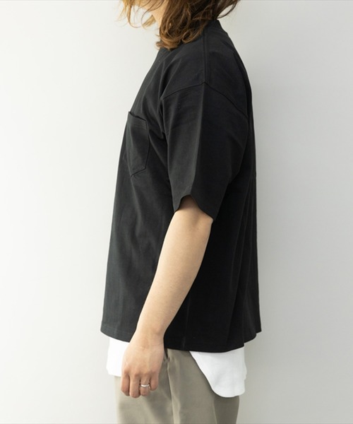 STYLEBLOCK(スタイルブロック)の「ヘビーウエイト配色ステッチBIGTシャツ&ロングタンクトップ(Tシャツ/カットソー・メンズ・ブラック×ホワイト/ホワイト/パープル/ミント/ベージュ・L/M/LL)」の15枚目の写真
