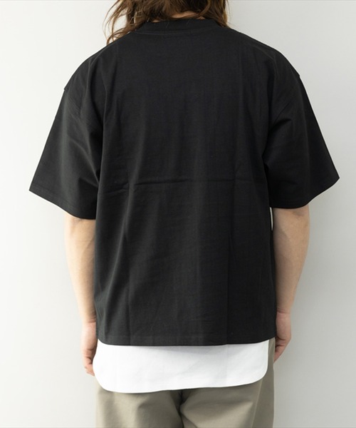 STYLEBLOCK(スタイルブロック)の「ヘビーウエイト配色ステッチBIGTシャツ&ロングタンクトップ(Tシャツ/カットソー・メンズ・ブラック×ホワイト/ホワイト/パープル/ミント/ベージュ・L/M/LL)」の16枚目の写真
