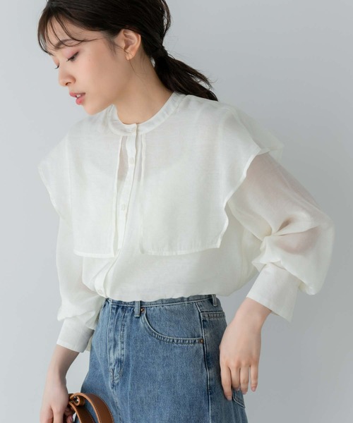 Edit Sheen（エディットシーン）の「セーラーカラーシアーブラウス（シャツ/ブラウス・レディース・ホワイト/ベージュ・M）」の2枚目の写真