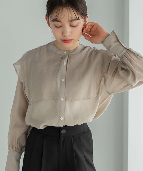 Edit Sheen（エディットシーン）の「セーラーカラーシアーブラウス（シャツ/ブラウス・レディース・ホワイト/ベージュ・M）」の7枚目の写真