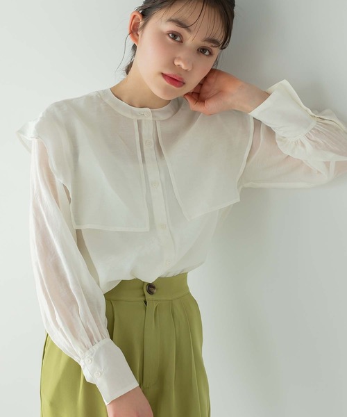 Edit Sheen（エディットシーン）の「セーラーカラーシアーブラウス（シャツ/ブラウス・レディース・ホワイト/ベージュ・M）」の4枚目の写真