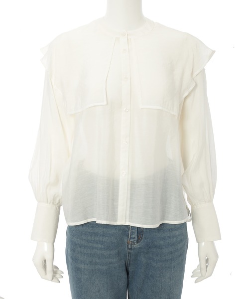 Edit Sheen（エディットシーン）の「セーラーカラーシアーブラウス（シャツ/ブラウス・レディース・ホワイト/ベージュ・M）」の9枚目の写真