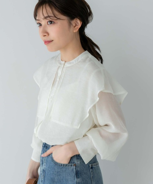 Edit Sheen（エディットシーン）の「セーラーカラーシアーブラウス（シャツ/ブラウス・レディース・ホワイト/ベージュ・M）」の18枚目の写真