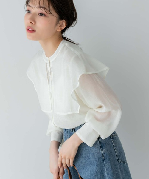 Edit Sheen（エディットシーン）の「セーラーカラーシアーブラウス（シャツ/ブラウス・レディース・ホワイト/ベージュ・M）」の3枚目の写真