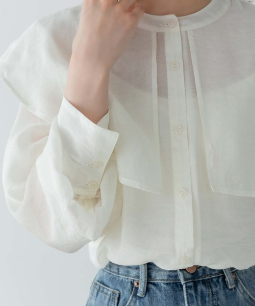 Edit Sheen（エディットシーン）の「セーラーカラーシアーブラウス（シャツ/ブラウス・レディース・ホワイト/ベージュ・M）」の10枚目の写真
