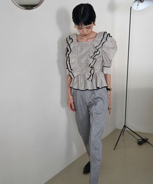 mecre トップス ブラウス MECRE（メクル）の「ストライプフリルブラウス（シャツ/ブラウス