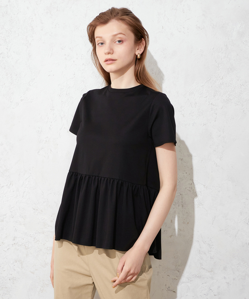 LE SOUK HOLIDAY(ルスークホリデー)の「ペプラムカットプルオーバー(Tシャツ/カットソー・レディース・ブラック/オフホワイト・M/L)」の3枚目の写真