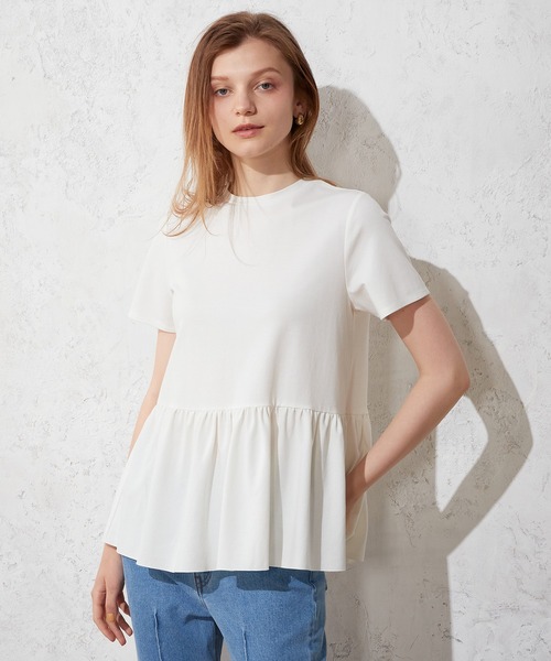 LE SOUK HOLIDAY(ルスークホリデー)の「ペプラムカットプルオーバー(Tシャツ/カットソー・レディース・ブラック/オフホワイト・M/L)」の2枚目の写真