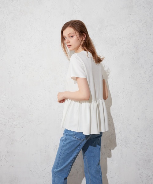 LE SOUK HOLIDAY(ルスークホリデー)の「ペプラムカットプルオーバー(Tシャツ/カットソー・レディース・ブラック/オフホワイト・M/L)」の7枚目の写真