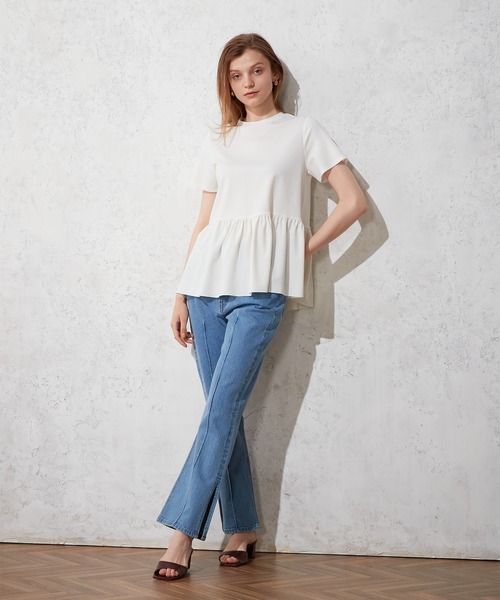 LE SOUK HOLIDAY(ルスークホリデー)の「ペプラムカットプルオーバー(Tシャツ/カットソー・レディース・ブラック/オフホワイト・M/L)」の6枚目の写真