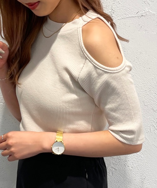 apres jour mignon(アプレジュールミニョン)の「デザインリブトップス【ZOZOTOWN限定アイテム】(Tシャツ/カットソー・レディース・ブラック/グリーン/アイボリー・フリー/X-LARGE)」の7枚目の写真
