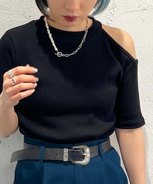 apres jour mignon(アプレジュールミニョン)の「デザインリブトップス【ZOZOTOWN限定アイテム】(Tシャツ/カットソー・レディース・ブラック/グリーン/アイボリー・フリー/X-LARGE)」の12枚目の写真