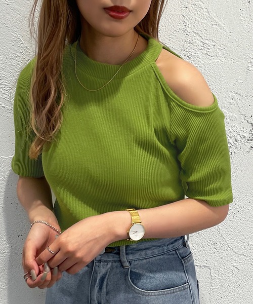 apres jour mignon(アプレジュールミニョン)の「デザインリブトップス【ZOZOTOWN限定アイテム】(Tシャツ/カットソー・レディース・ブラック/グリーン/アイボリー・フリー/X-LARGE)」の4枚目の写真